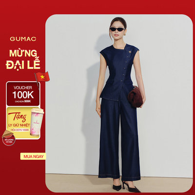 Set lẻ Áo Peplum Nữ GUMAC Đắp Chéo Dáng Ôm Thanh Lịch AG07084 - Quần Tây Nữ GUMAC Ống Suông Lưng Rời Túi Xéo QG07083