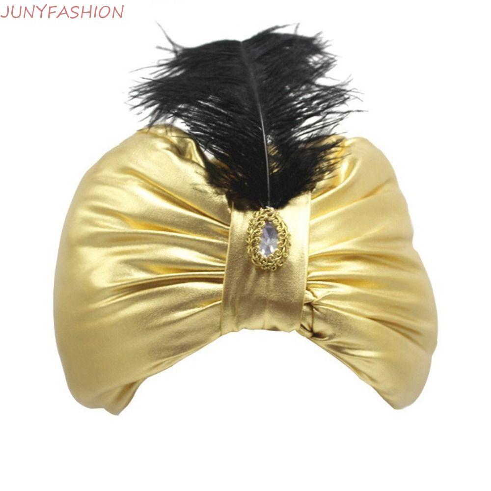 JUNYFASHION Khăn xếp ly Ả Rập, Mũ Ả Rập Trang phục Mũ xếp ly Ấn Độ, Mũ dân tộc Cosplay Đầu Quấn Sult