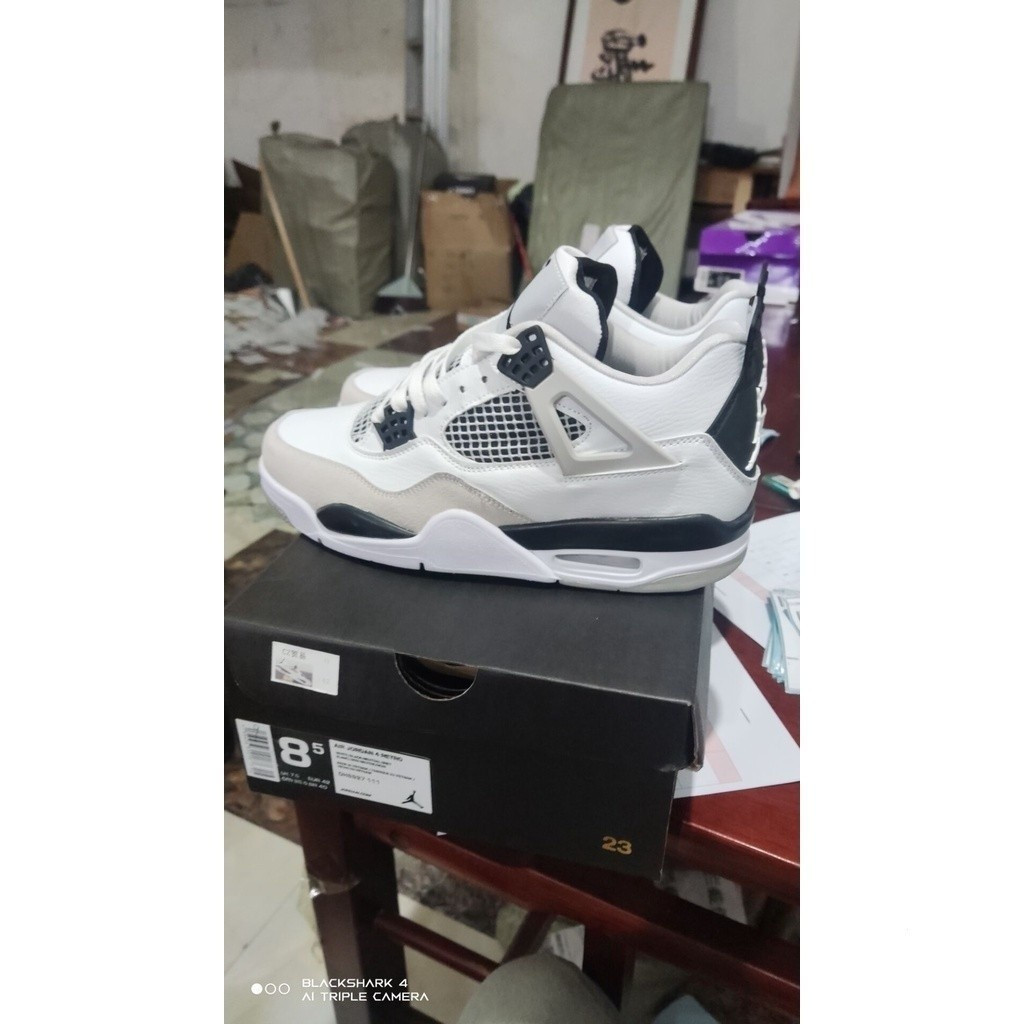Giày bóng rổ Air Jordan 4 Quân đội Đen Trắng / Đen-Neutral Xám dh6927-2111 ehgo