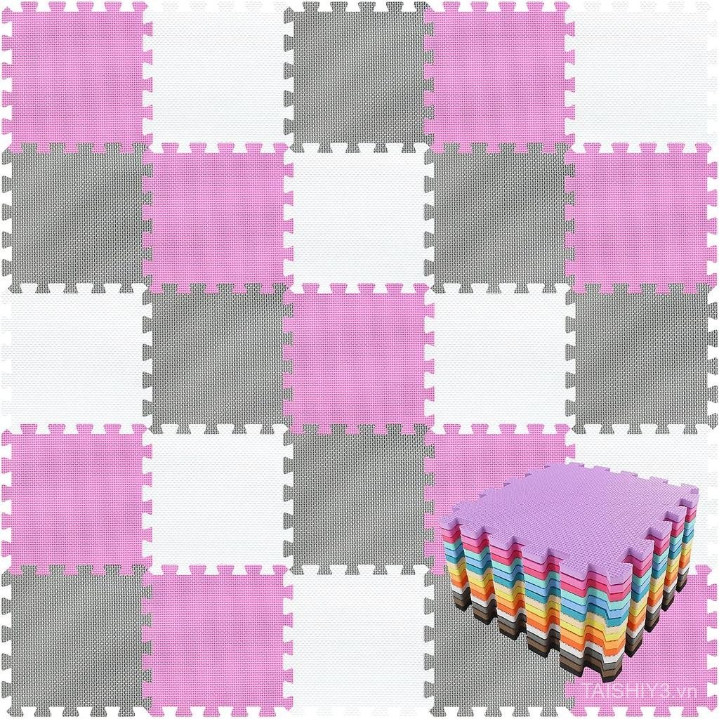 qqpp EVA Rubber 18 Tiles Interlocking Puzzle Foam Floor Mats - Baby Play Mat for Playing | Exercise 
