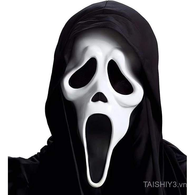 Halloween Scary Latex Mask, Halloween Horror White Face Mask Full Head Skeleton Shaped Skull Mask Ma