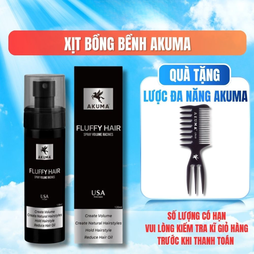 Xịt Bồng Bềnh Phồng Tóc AKUMA Fluffy Hair 120ml cod