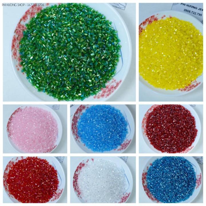 450G Hạt cườm Trang trí (Cườm Gãy ) nhiều màu đính kết quần áo phụ kiện handmade trang sức