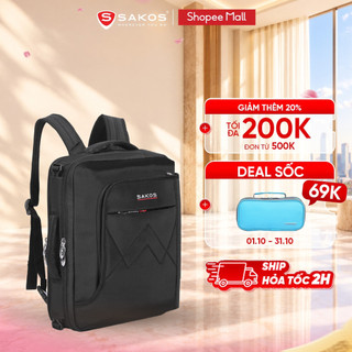 Cặp đa năng thời trang cao cấp sakos flash 13 15.6 inch khóa zip an toàn chống sốc phom cứng cáp