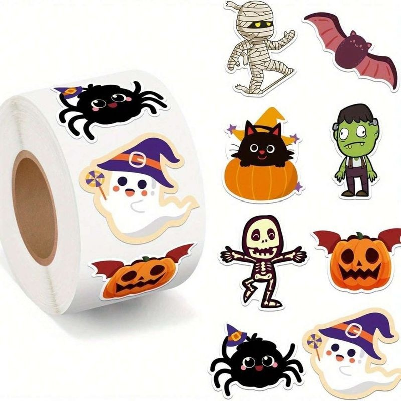 Halloween Sáng Tạo Hoạt Hình Dán Nhãn Cuộn Niêm Phong Dán