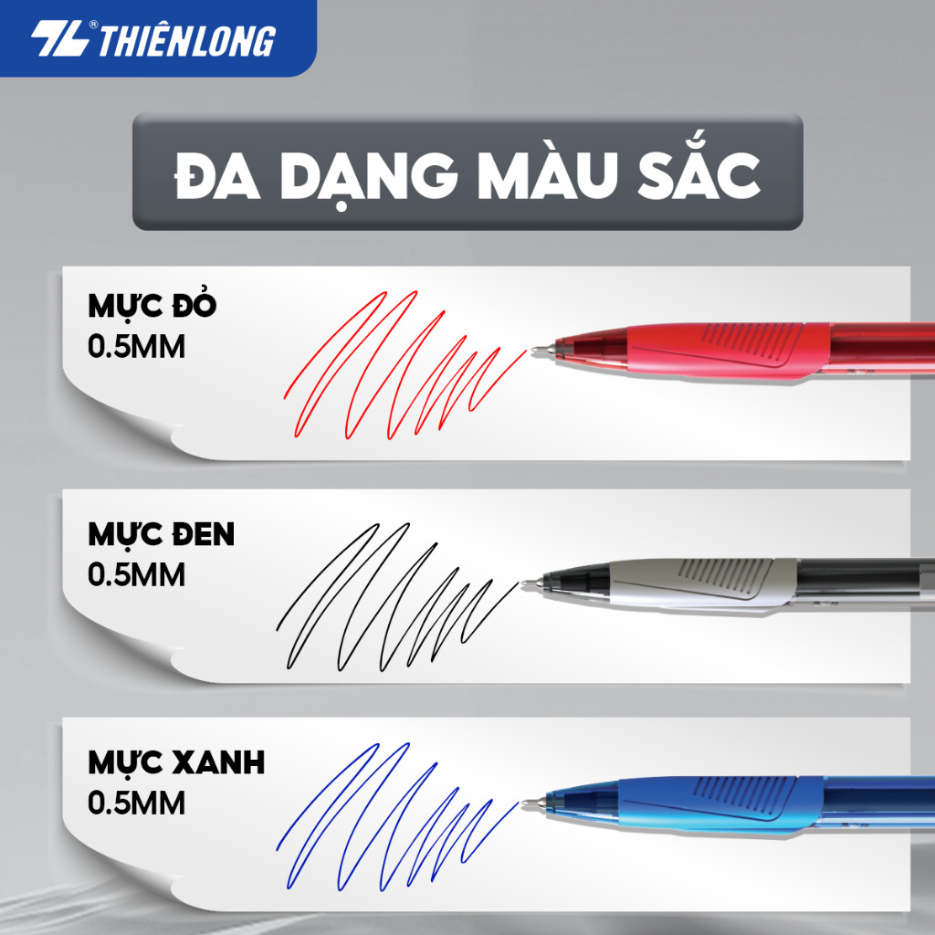 Bút Bi TL- 095  𝑻𝒉𝒊𝒆̂𝒏 𝑳𝒐𝒏𝒈  ( Hộp 20 cây) mực xanh/đỏ/đen ngòi 0.5mm nét đều trơn [𝗡𝗵𝗮̀ 𝗦𝗮́𝗰𝗵 𝗕𝗮̉𝗼 