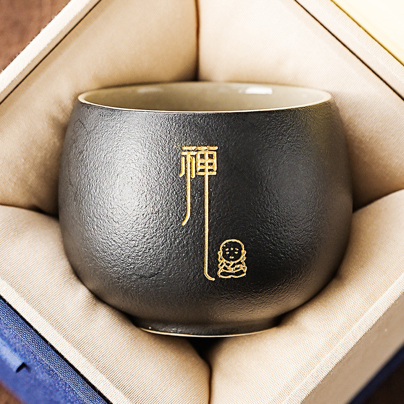 Đen Gốm Thiền Trà Hộ Gia Đình Kung Fu Trà Bộ Cốc Nhỏ Trà Master Cup Cá Nhân Chuyên Dụng Gốm CC79