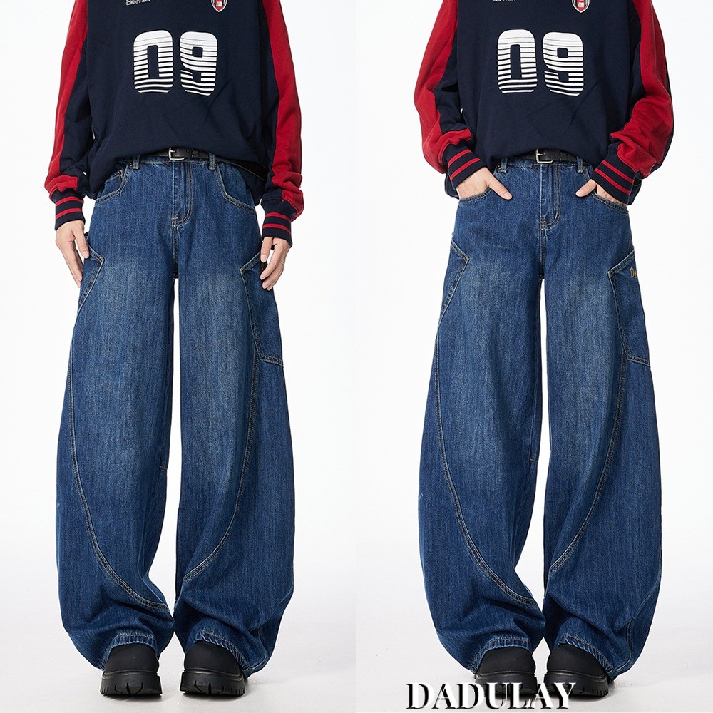 Women's Jeans Loose Jeans Large Pocket Machete Type Design Jeans Women's Easy to Match Modified Leg 