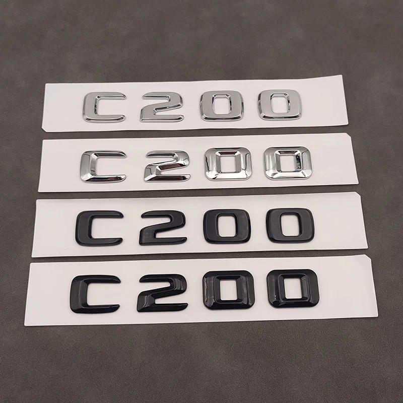 3d ABS Chrome Đen Logo C200 Biểu Tượng Chữ Cái Thân Xe Huy Hiệu Cho Xe Mercedes Benz C200 W204 W205 