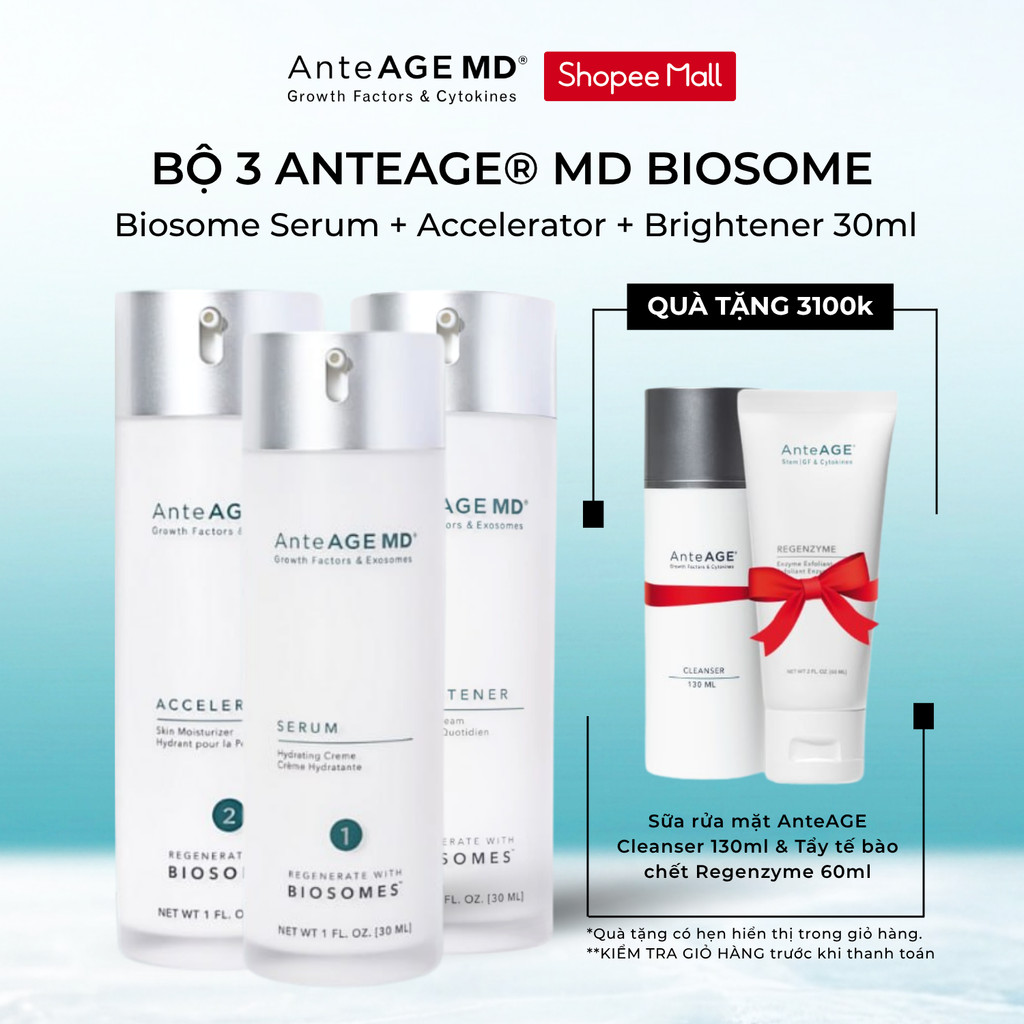 [Mua 3 tặng 2] Bộ Sản Phẩm AnteAGE® MD Biosome System, MD Serum, MD Accelerator & MD Brightener 30ml
