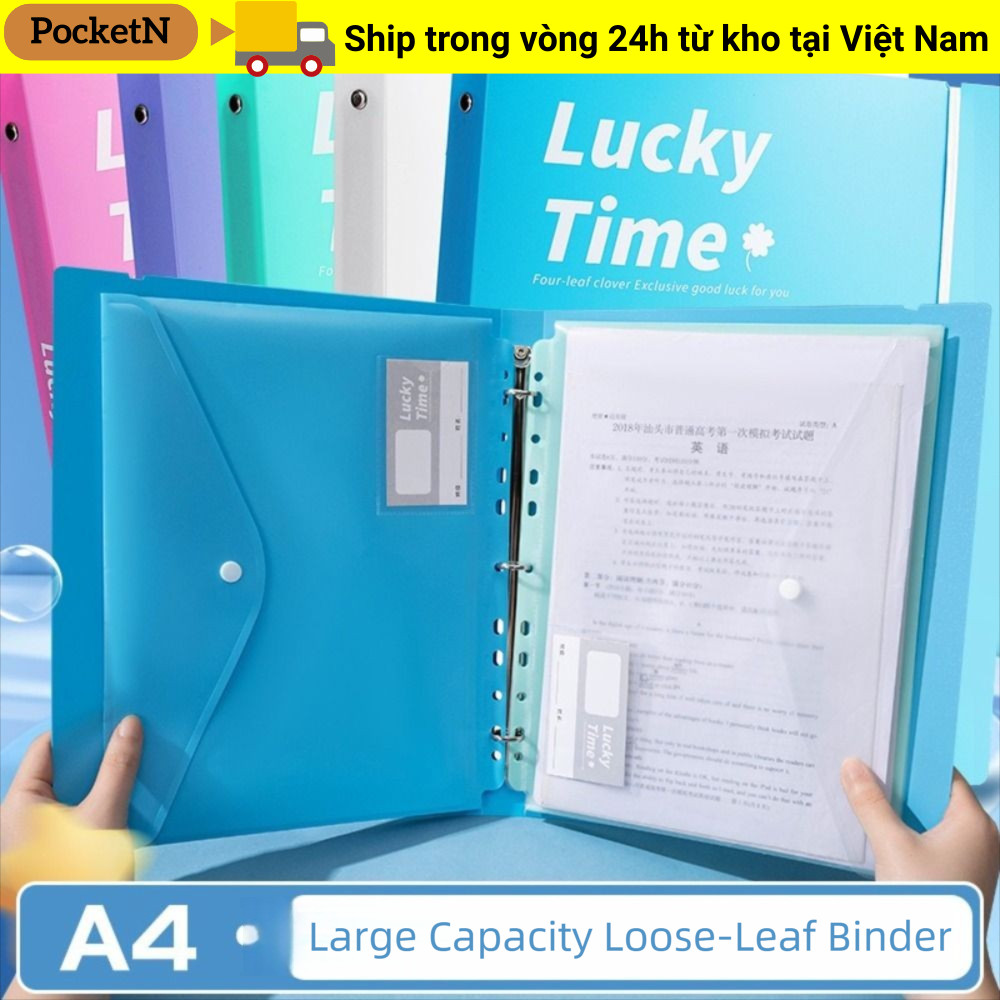 Thư mục tập tin POCKETN A4, Thư mục dữ liệu 3 lỗ dung tích lớn, Màu sắc chống bụi PP Ring Binder Thư
