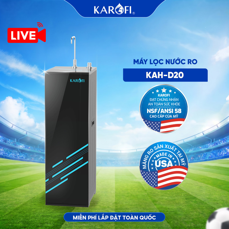 [LIVE - TẶNG BỘ LÕI] KAQ-D20 Máy lọc nước RO Karofi - Lõi RO Mỹ 50 GPD - Lõi lọc Smax Pro V - Giao l