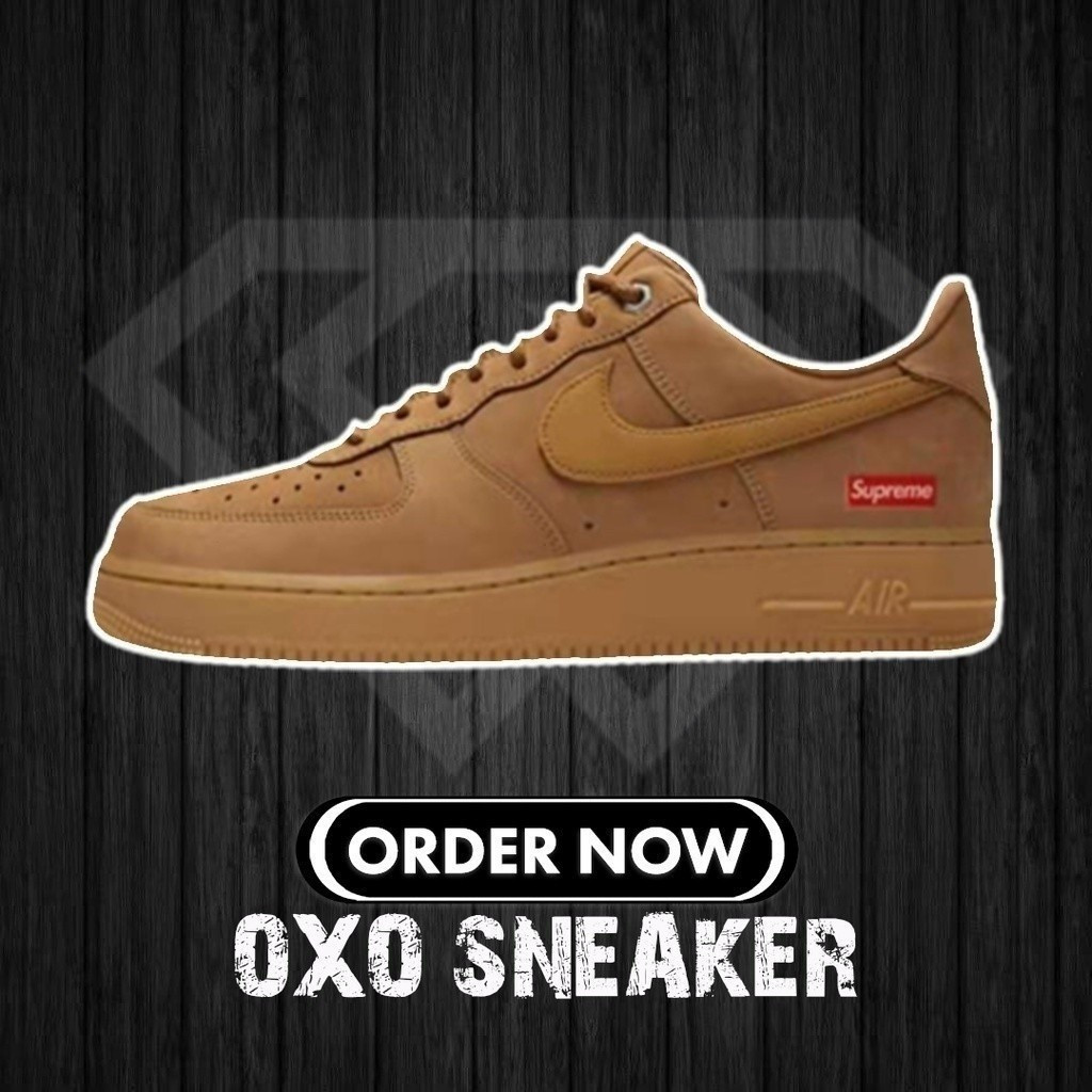 Giày thể thao nữ Supreme x Force 1 AF1 Vải lanh lúa mì Low Top thay mặt cho khớp (chất lượng nguyên 