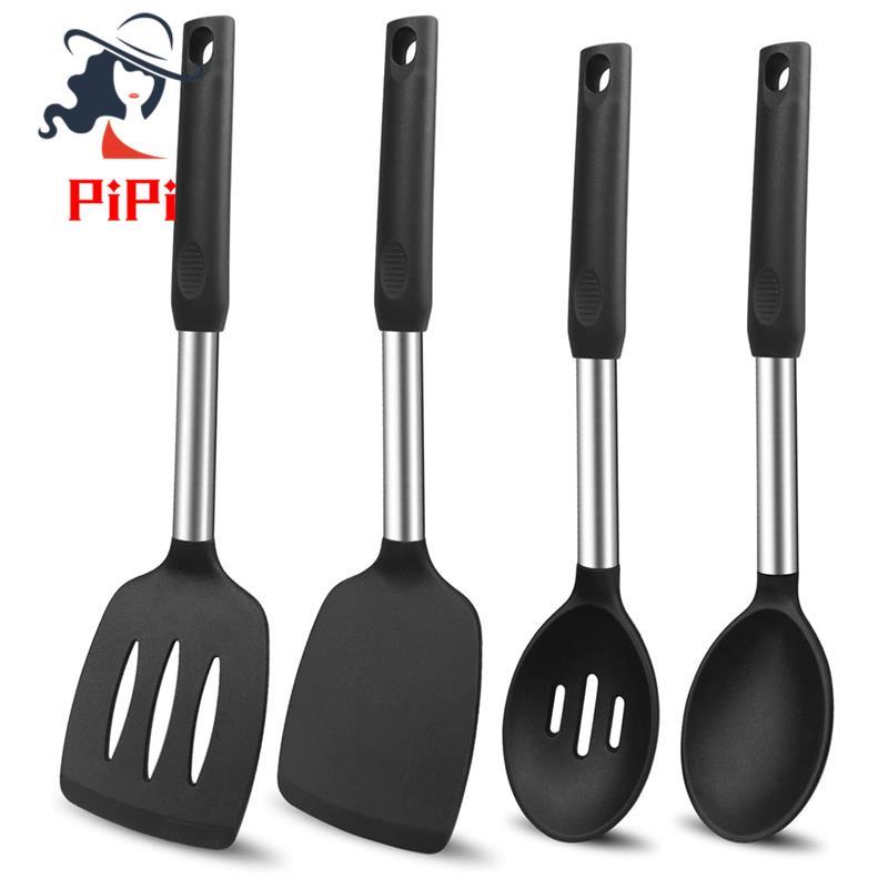 Thìa nấu ăn bằng silicon và thìa Bộ dụng cụ nấu ăn bằng silicon chống dính Thìa nhà bếp lớn