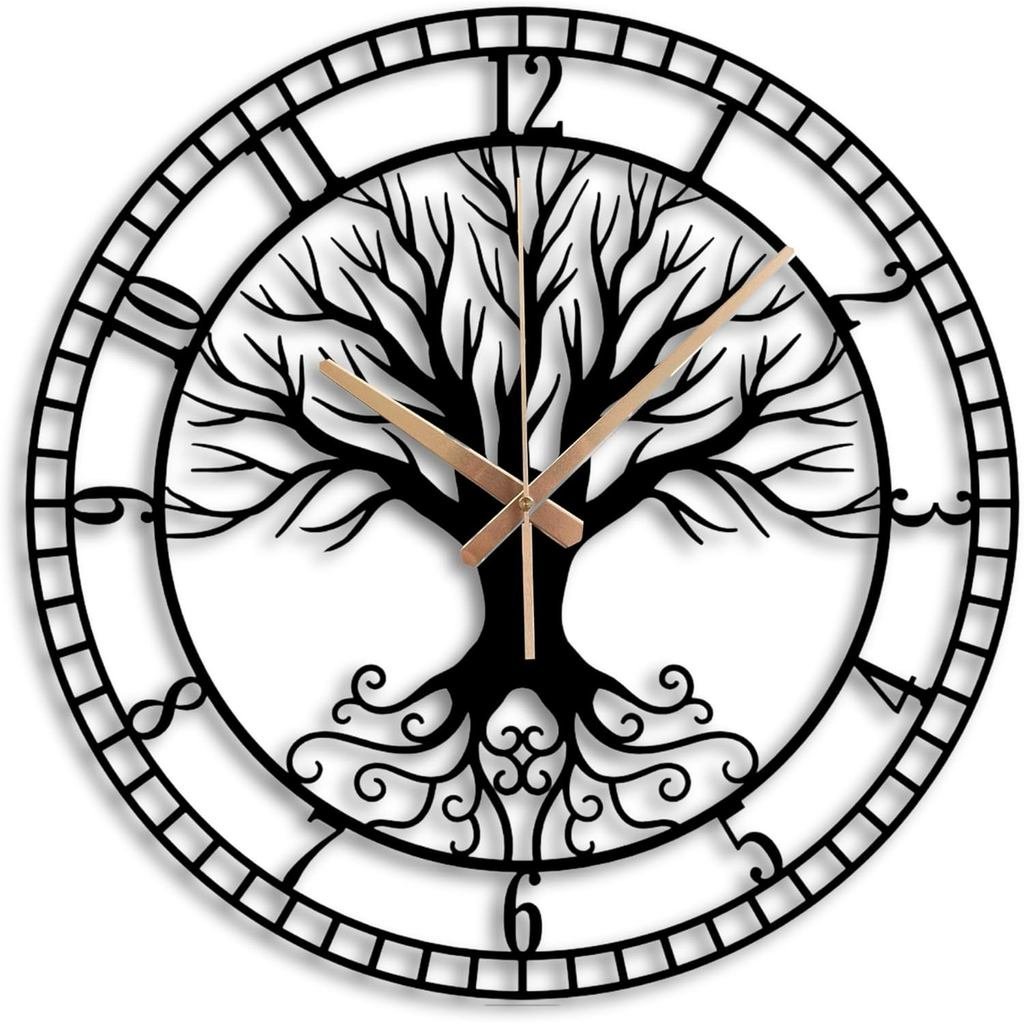 MetalLargeWallClock, TreeofLifeDesignClock, BatteryOperatedNonTickingSilentClocksforHome, LivingRoom