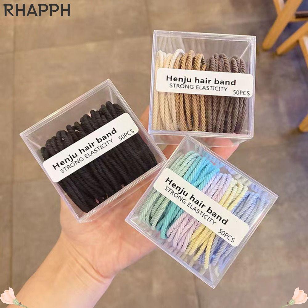Dây buộc tóc RHAPPH 50 CÁI, Dây buộc tóc chéo co giãn mạnh, Dây buộc tóc màu kẹo