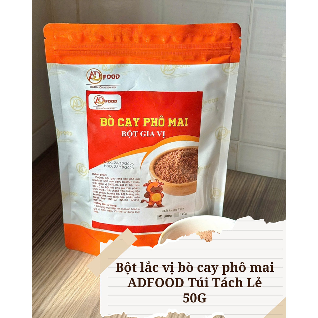 Bột Lắc Bò Cay Phô Mai ADFOOD 50G – Đậm Vị Bò, Cay Nhẹ, Béo Thơm Phô Mai