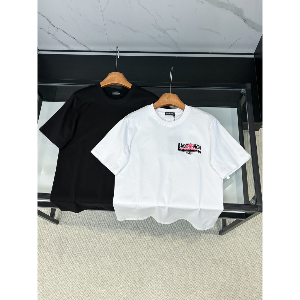 Balenciaga Balenciaga Áo thun ngắn tay mùa hè Kích thước lớn Phong cách cổ điển Ánh sáng mới Thể tha