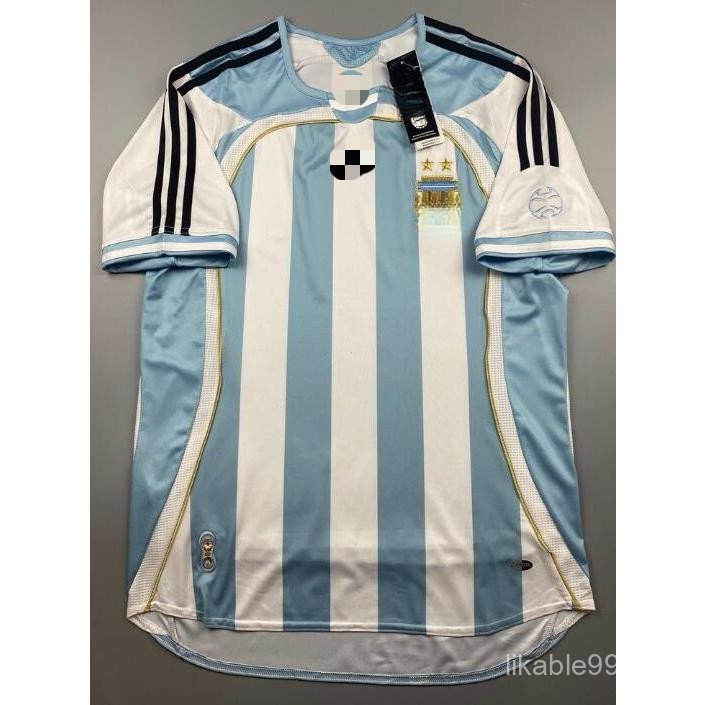 AAA [Phong cách mới] 2006 Argentina MESSI Home Retro Soccer Jersey Áo thun tùy chỉnh Áo bóng đá RIQU