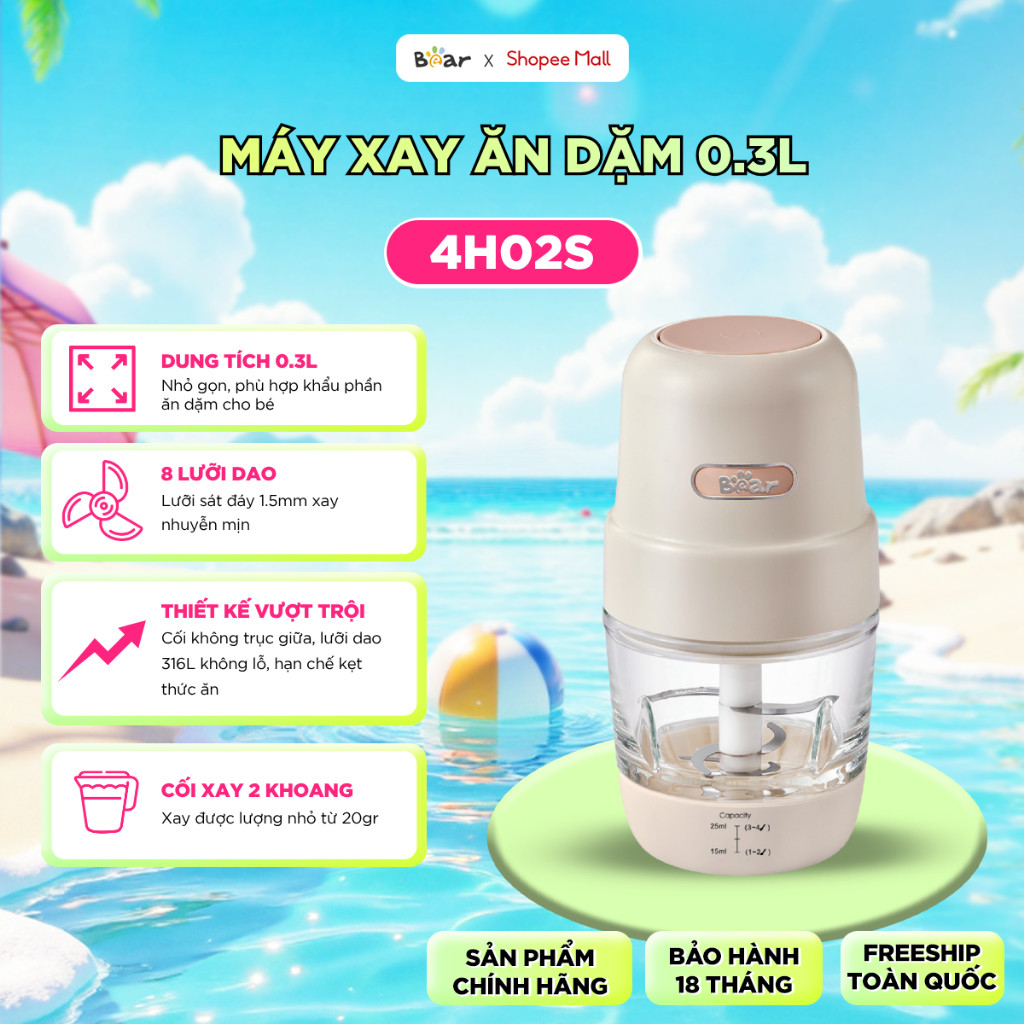 [KOL] Máy Xay Ăn Dặm BEAR 8 Lưỡi 0.3L CH-4H02S