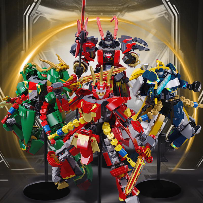 SLUBAN Khối Xây Dựng Ba Quốc Mecha Model Liu Bei Guan Yu Lu Bu Man Robot Lắp Ráp Đồ Chơi