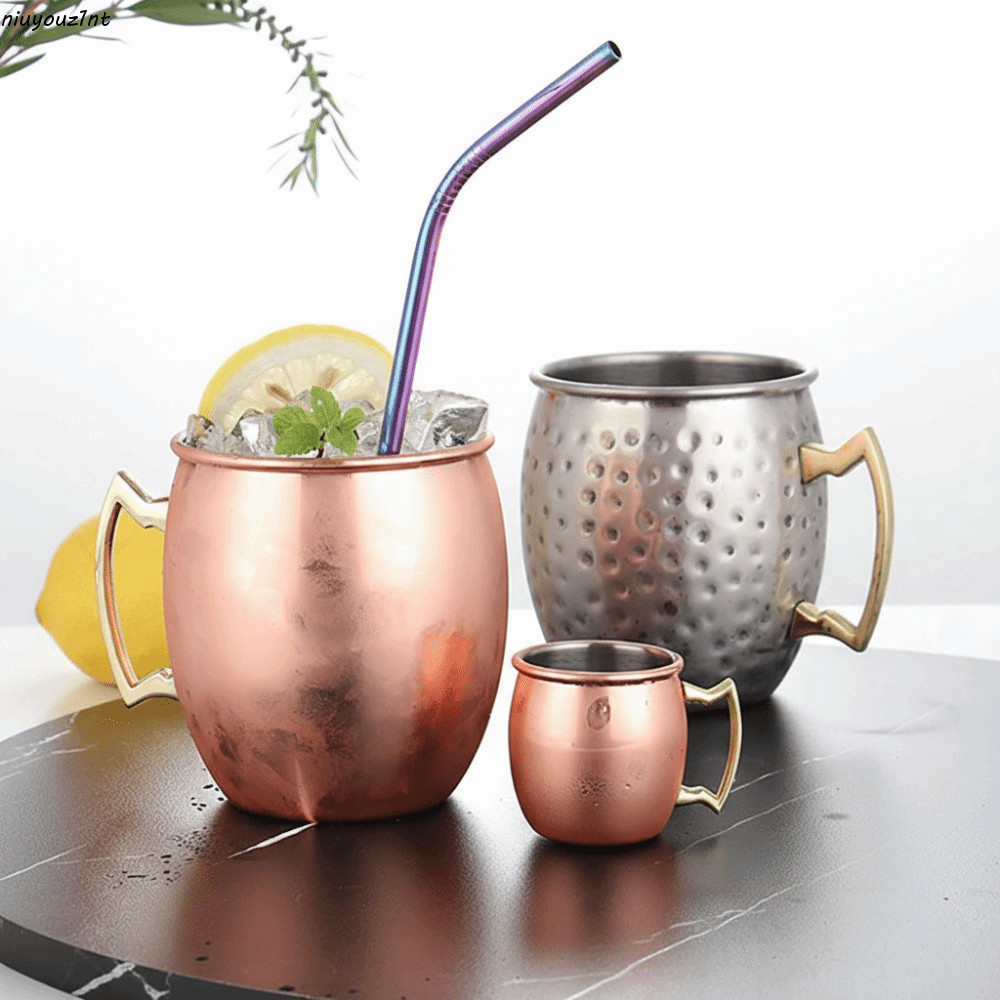 NIUYONI Hammer Point Cup, Moscow Mule 500ml Cốc Cốc, Có Tay Cầm Đinh Tán Mạnh Mẽ Bàn Chải Bề Ngoài D