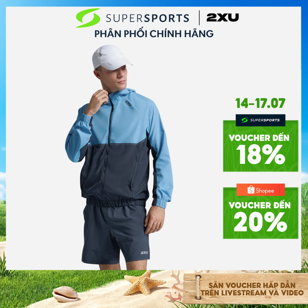 Áo Khoác Chạy Bộ Nam 2Xu Aero Hex Windbreaker - Xanh Dương - MR7358a-AZB/MDN