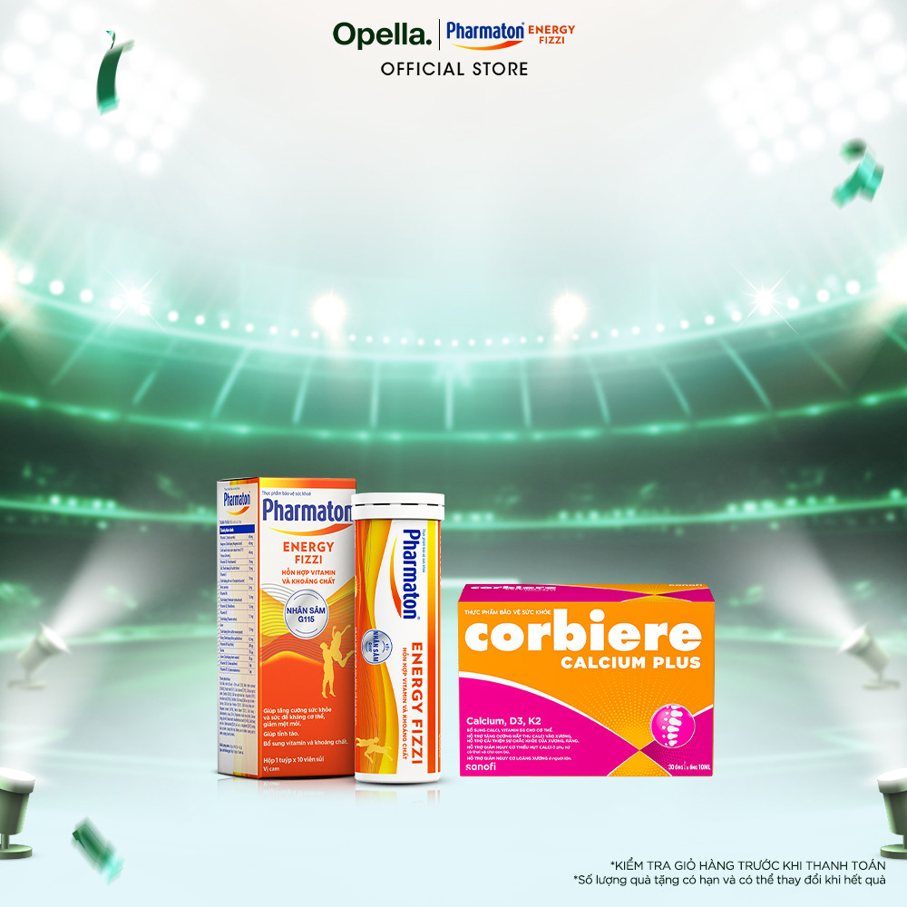 Bộ 1 Thực phẩm bảo vệ sức khỏe Pharmaton Energy Fizzi + 1 Thực phẩm bảo vệ sức khỏe Corbiere Calcium
