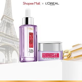 Combo chăm sóc da Serum và Kem dưỡng siêu cấp ẩm, hỗ trợ giảm nếp nhăn L'Oreal Paris Revitalift 1.5% (30ml & 50ml)