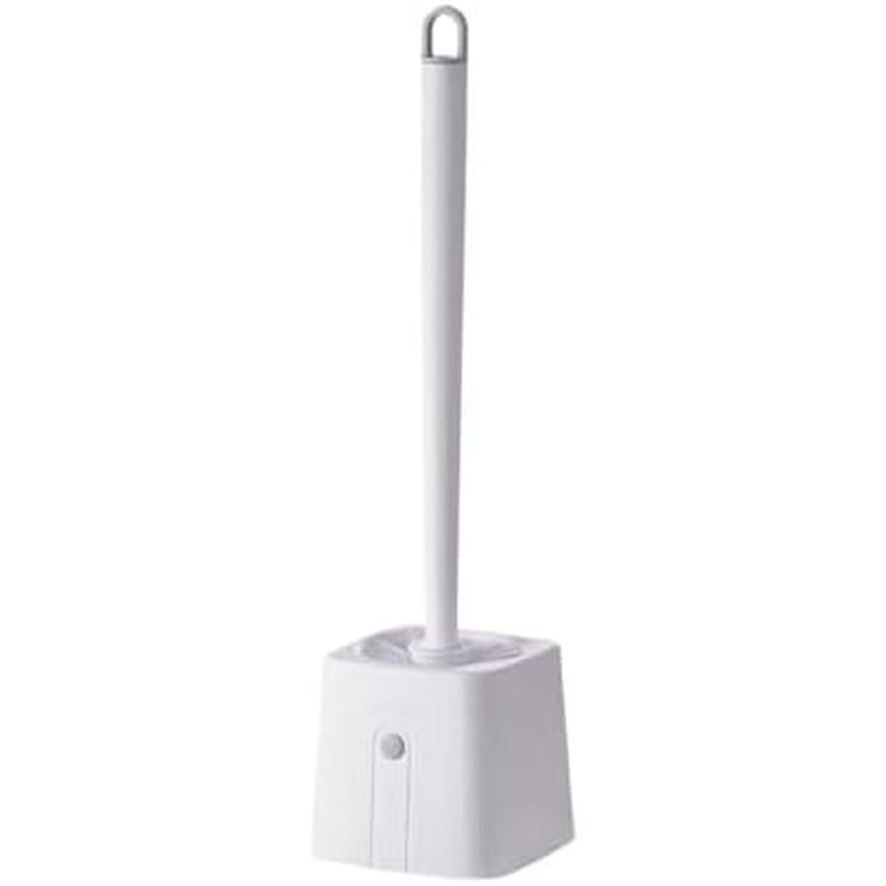 Toilet Brush White Plastic Floor Standing Toilet Brush Long Handle with Tweezers Toilet Brush Holder