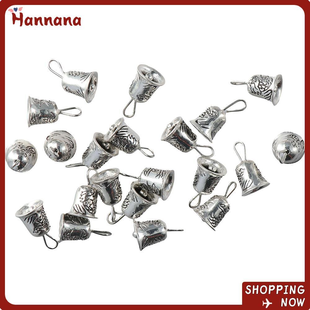 HANNANA 30 Chiếc Mini Jingle Bells Charms, 10mm * 9,5mm. Hợp Kim Tây Tạng Bạc Chuông Quyến Rũ Mặt Dâ
