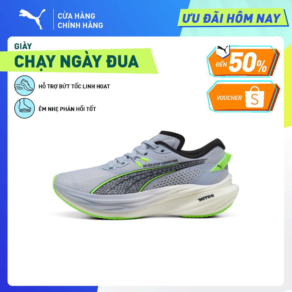Giày Chạy Bộ PUMA Nữ Deviate NITRO 3 HYROX WNS Cool Weather Màu Xanh