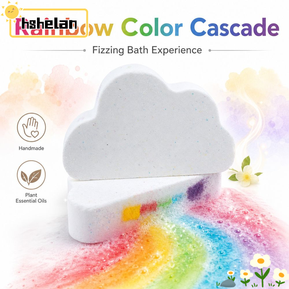 HSHELPH Rainbow Cloud Bath Ball, Rainbow Color Cascade Hòa tan Fizz Bath Fizzers, Cloud Shape Handma