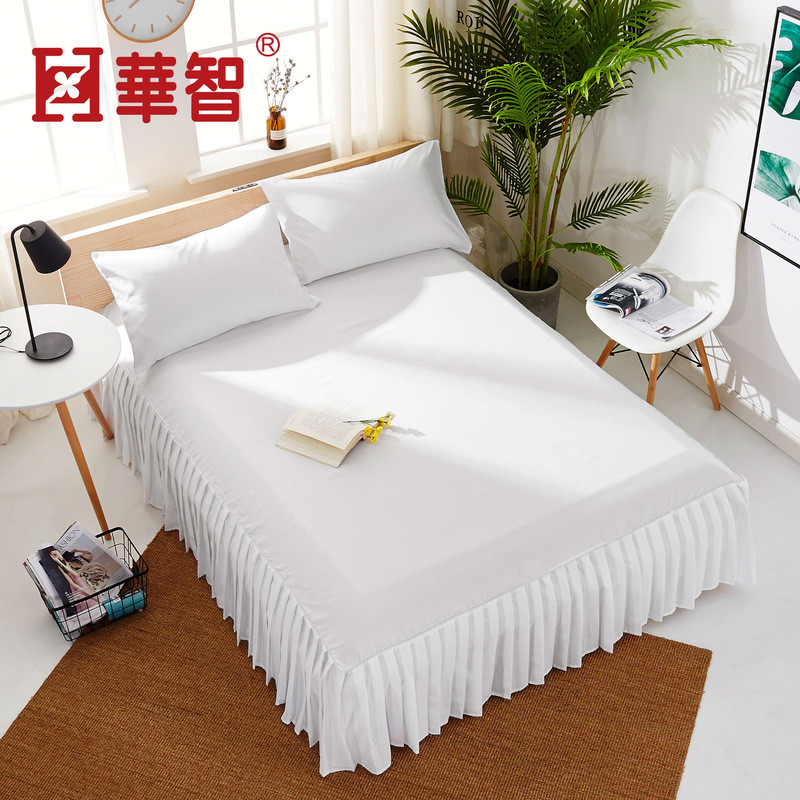 CQ001 Châu Âu Giường Trắng Xếp Ly Khăn Trải Khách sạn 1,8m Ga Trải Giường Chải Màu Trơn Làm Đẹp Khăn