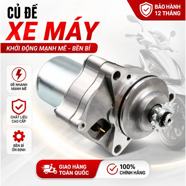 Củ Đề Wave 110, Wave 100, Dream 100, Wave 110S, Mô Tơ Đề Xe Máy, Đề Nổ Mạnh, Chuẩn Zin