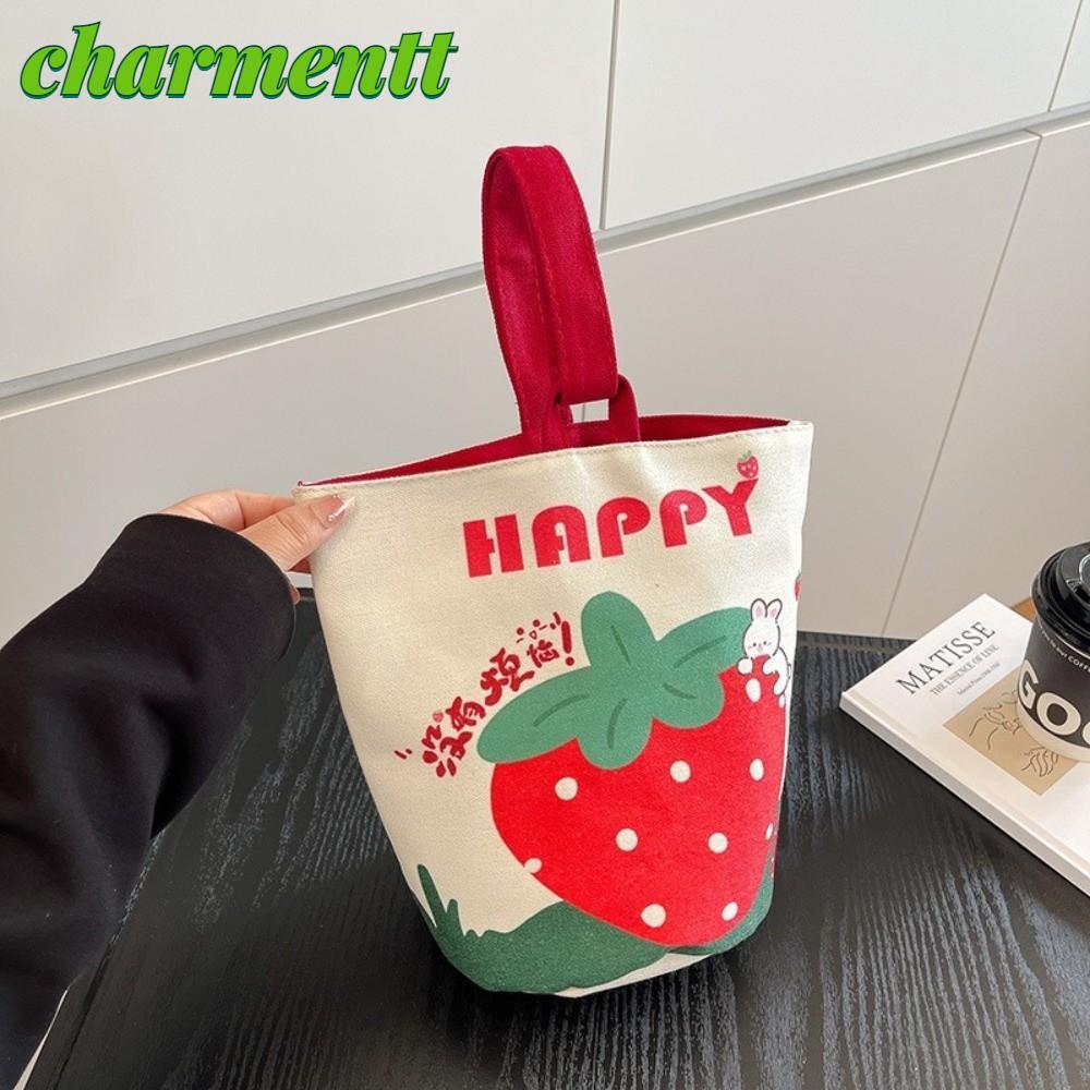 Túi xô vải CHARMENTT, Túi đựng đồ di động in trái cây nhẹ, Túi xách nhỏ dễ thương dành cho nữ