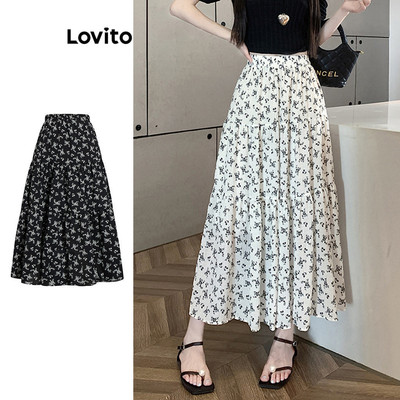 (KOL‘s pick) [Mã FAPANT1406 giảm đến 30k đơn từ 99k] Chân váy Lovito Kỳ nghỉ xòe dài họa tiết hoa nhí cho nữ LNE17088 (màu trắng)