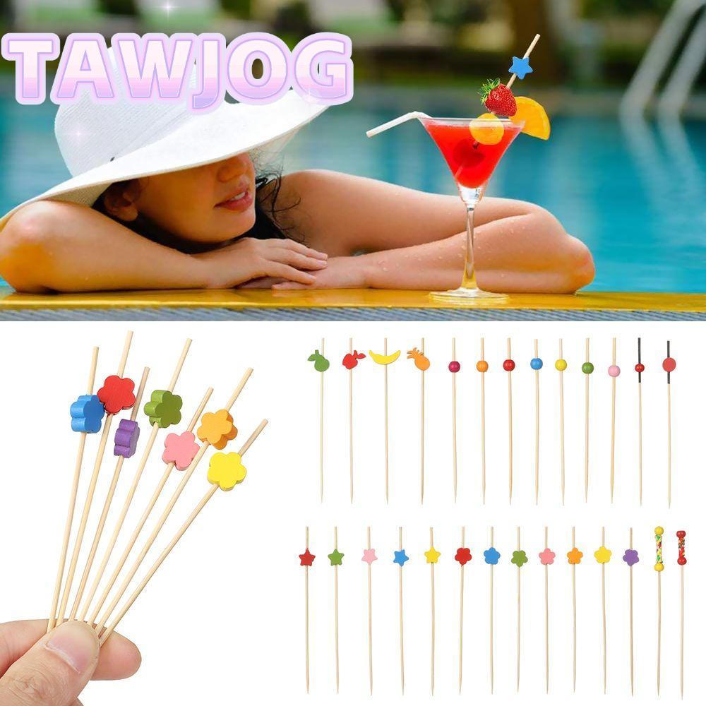 TAWJOG Túi 100 Cây Xiên Tre 12CM Xiên Que Trang Trí Cocktail Que Xiên Trái Cây Trang Trí Pha Chế Tăm