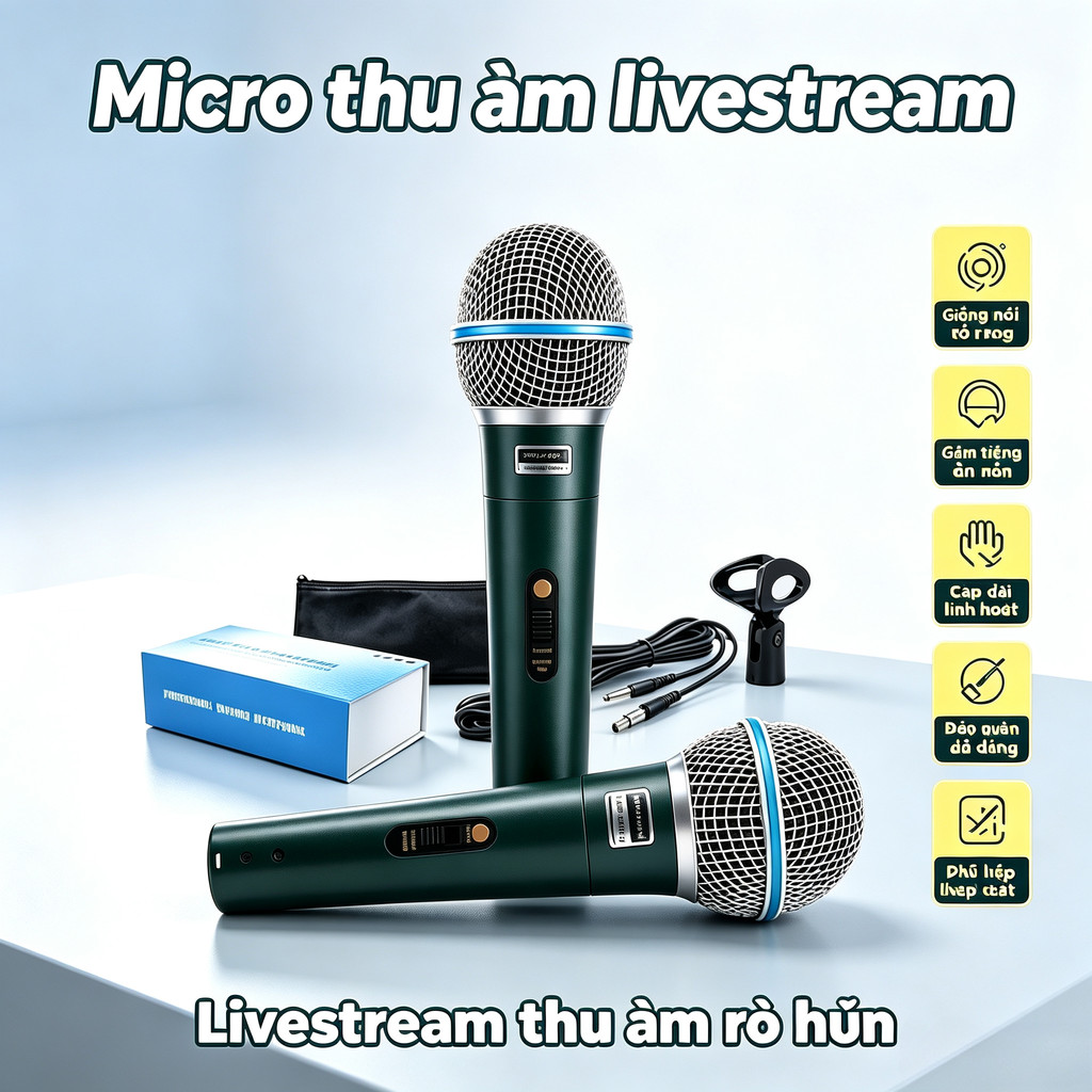 Microphone cầm tay Shure BETA 58A bằng kim loại, cao cấp, thích hợp cho biểu diễn sân khấu và thuyết