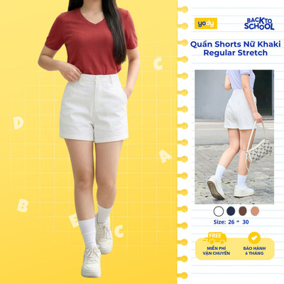 Quần Shorts Nữ YODY Khaki Regular Stretch TRA - WCCS26A001