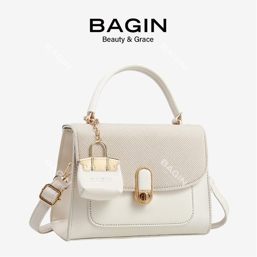BAGIN NEW Túi Đeo Chéo Nữ Bagin Tặng Kèm Móc Khóa Xinh Xắn Thời Trang Tiểu Thư Thanh Lịch 1180