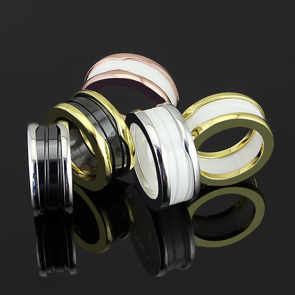 GDRT Real gold ceramic black and white ceramic double ring electroplated double ring