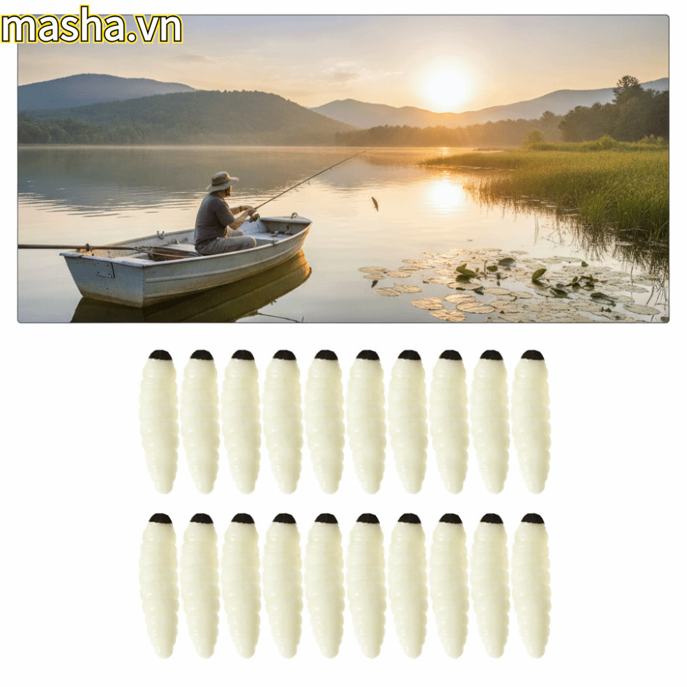 100 Mồi Mồi Câu Cá, Giun Câu Cá Mềm 1,38 Inch, Giun Cá PVC Sống Động Như Thật Dụ Bass Câu Cá