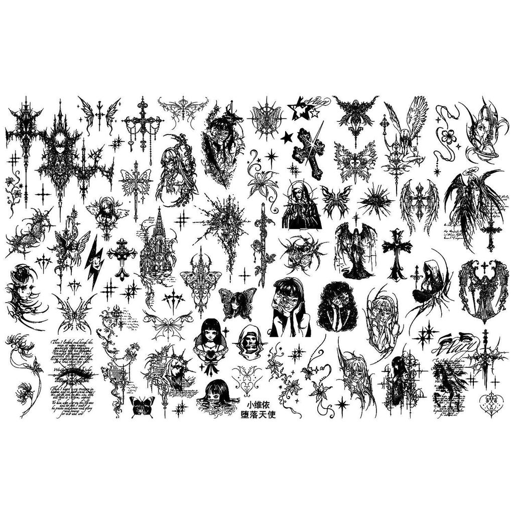 Hot Girl Style Nail Steel Plate Fallen Angel Cross Transfer Bản mẫu