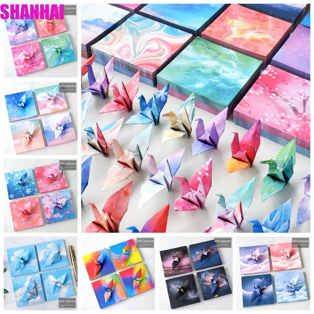 SHANHAI 400 Chiếc Giấy Gấp Nhiều Màu Sắc, Gấp Thêu Sò Bầu Trời Đầy Sao Giấy Origami, Sáng Tạo Handma