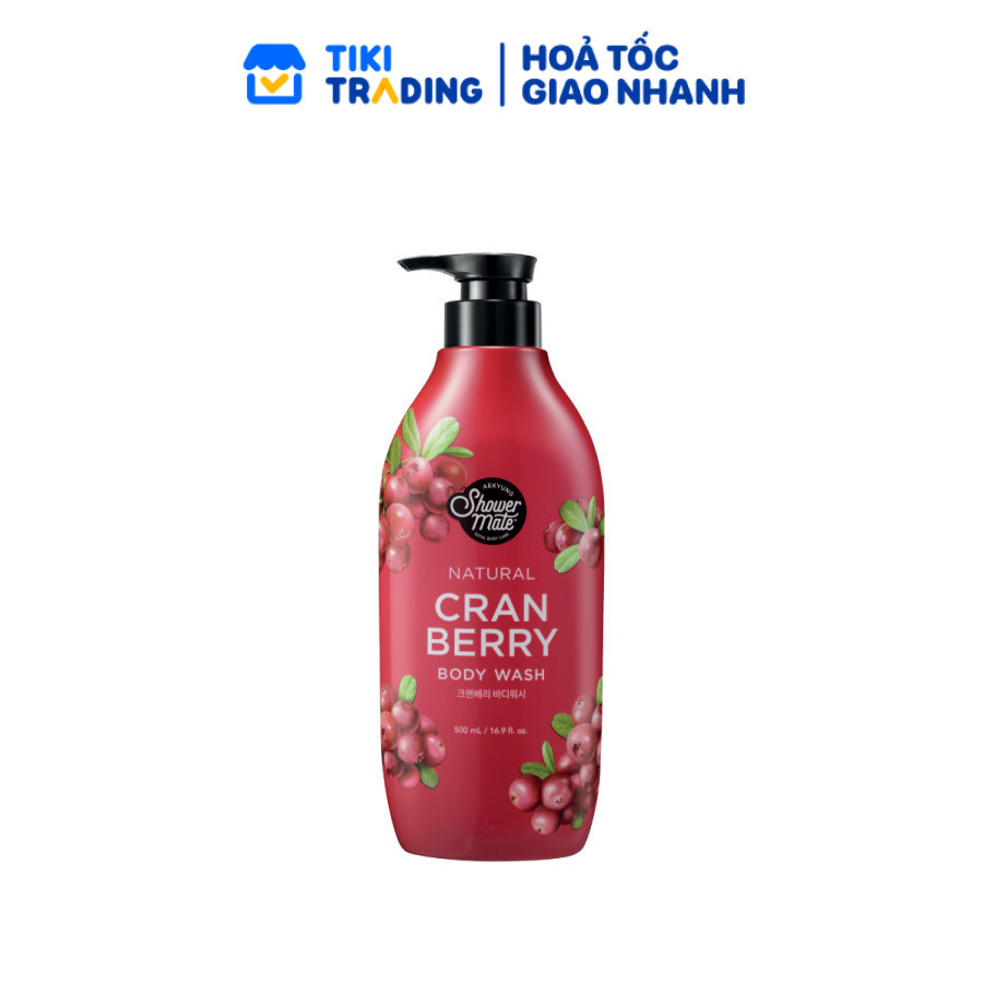 Sữa tắm cao cấp Hàn Quốc Aekyung Showermate Natural Cranberry (Hương Nam Việt Quất tươi mát) 500ml