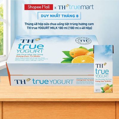 Thùng Sữa Chua Uống Tiệt Trùng TH True Yogurt milk Hương Cam 180ml (48 Hộp)