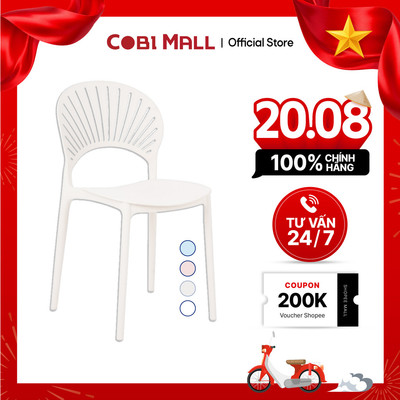 Ghế Nhựa Tựa Lưng Kiểu Quạt Peacock Cobihome, Ghế Cafe Sân Vườn, Ban Công, Nhà Hàng, Quán Cafe