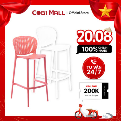 Ghế Bar Nhựa Đúc Pongo Counter Chịu Lực Tốt, Màu Trắng/Cam – Cobi Home