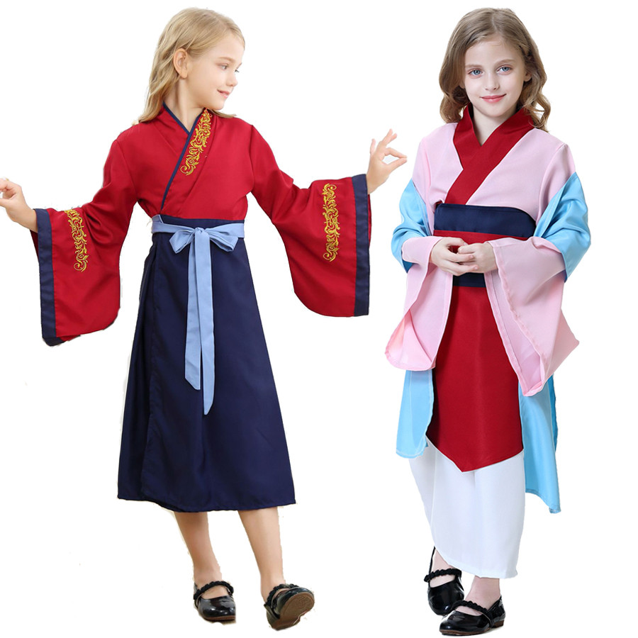 Trẻ Em Mulan Trang Phục Bé Sinh Nhật Trang Phục Hanfu Quần Áo Trẻ Em Halloween Mulan Cos Trang Phục